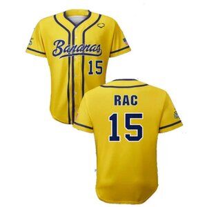 15 RAC Savannah Bananas Jersey Yellow Stitched For Mens Youths Select